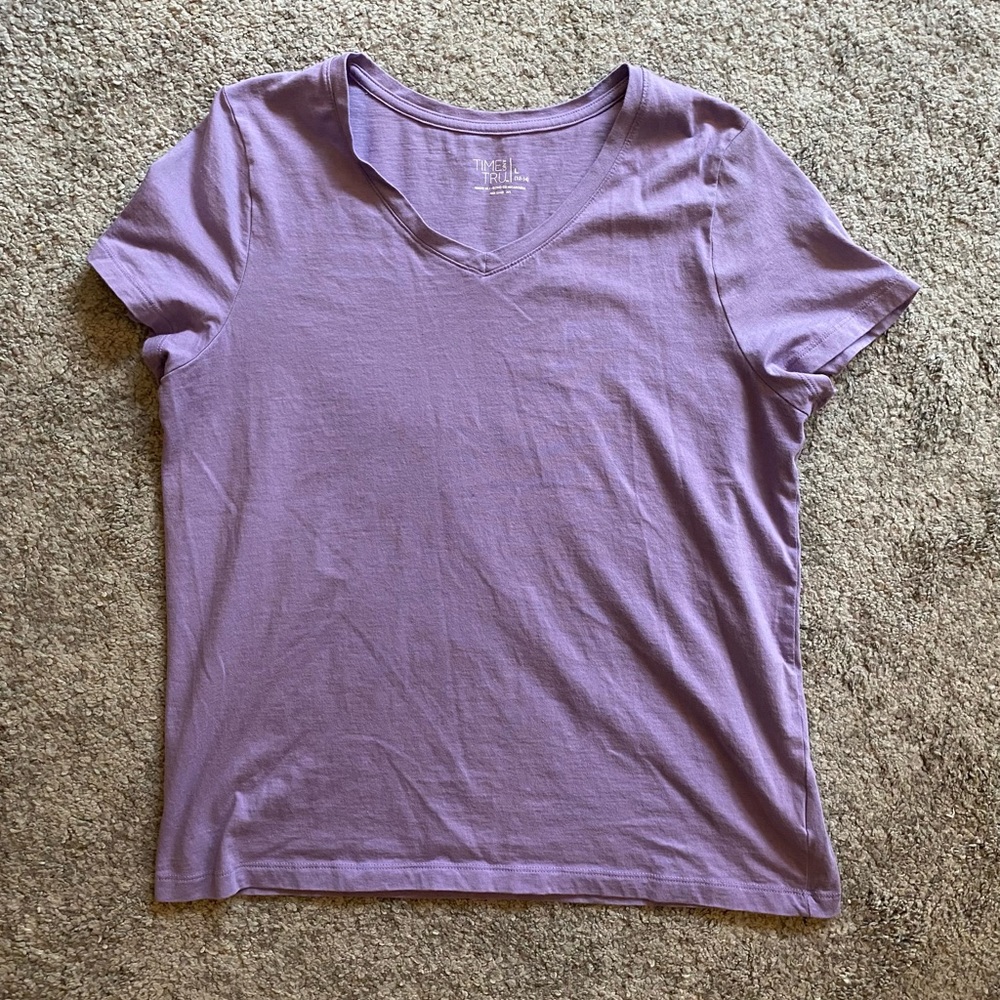 Purple V Neck T Shirt Size L